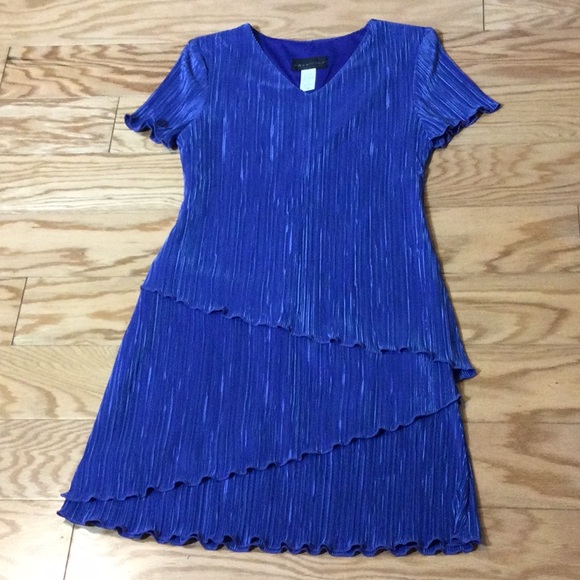 10 Connected Apparel periwinkle blue pleat ruffle dress - Picture 3 of 16